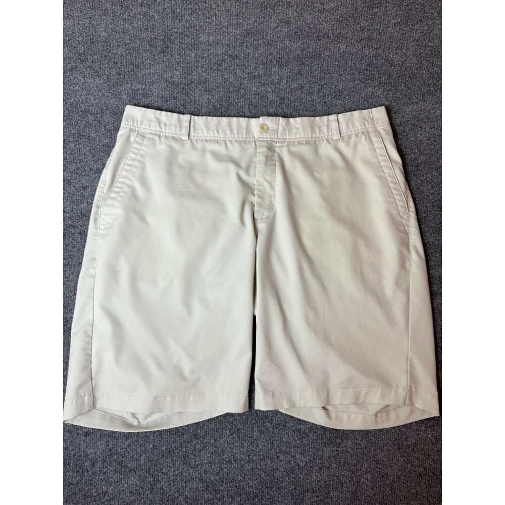 Nike Dri-Fit‎ 10" Golf Shorts Men 38 Beige Performance Stretch Flat Front Casual
